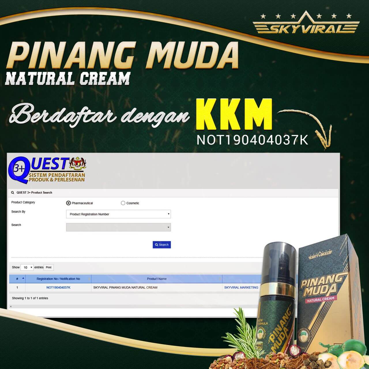 PINANG MUDA 12 UBAT TAHAN LAMA ADA KKM